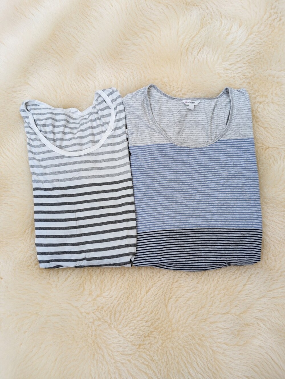 Bundle of 2 Athleta Striped Tank Tops Size Medium Blue Gray Casual Activewear